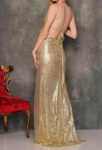 Dave & Johnny - Sleeveless Sequined Long Dress