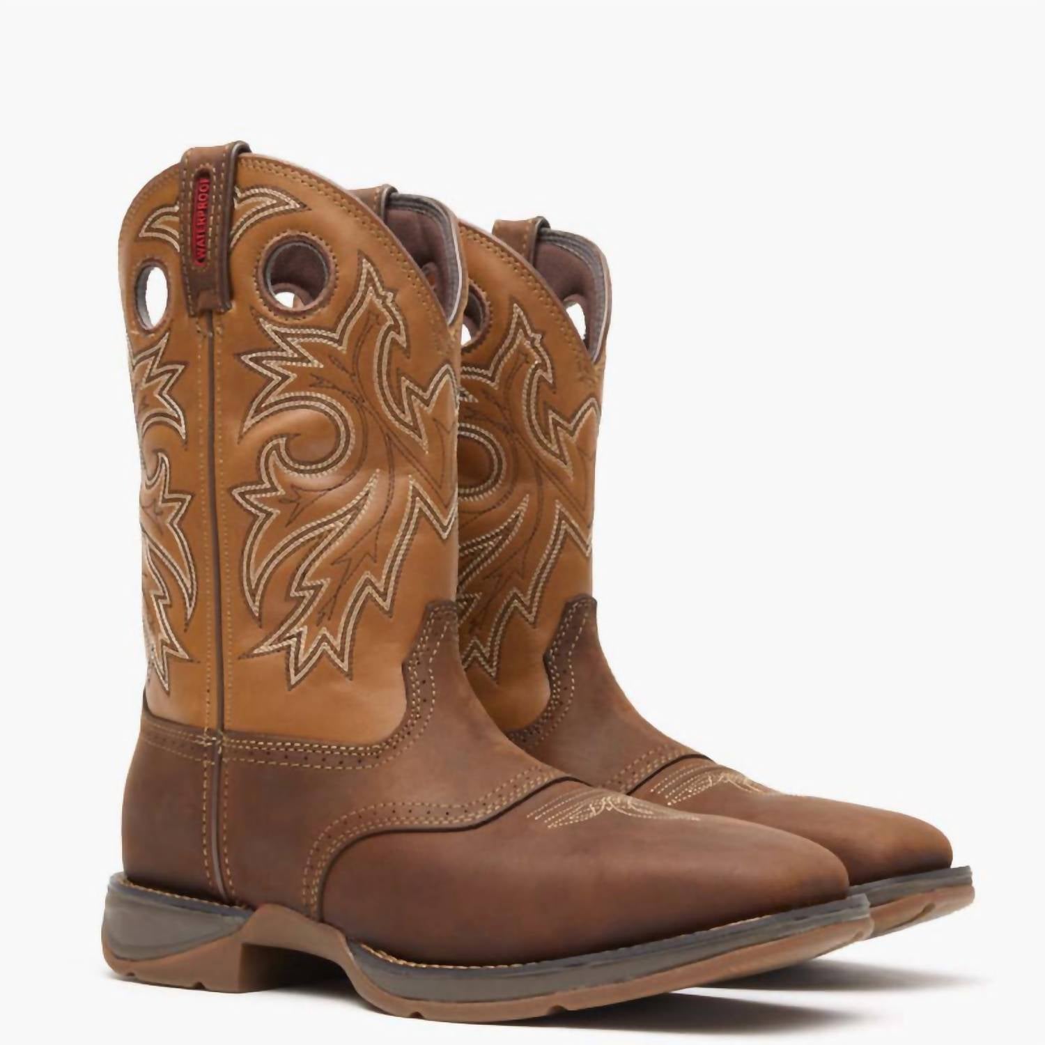 Durango Boots Men’s Steel Toe Waterproof Western Boot in burnt yellow brown - men's boots - view 4