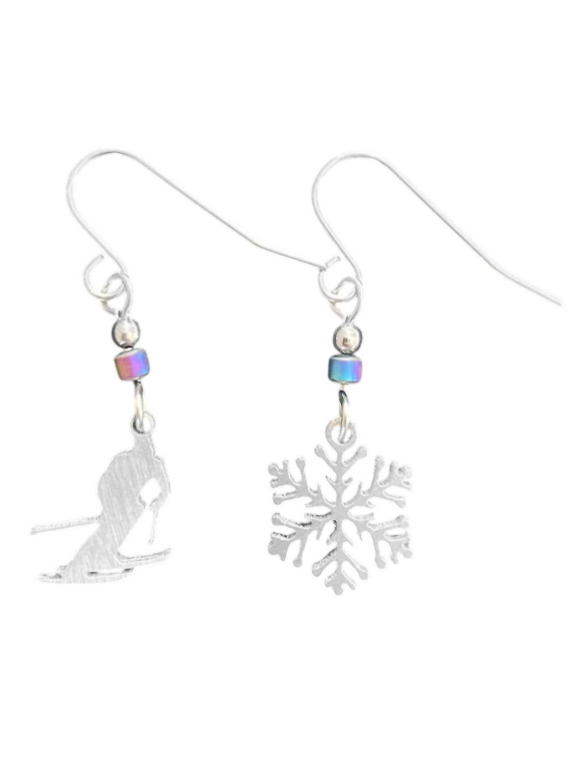 Close 2 Ur Heart - Women's Skier And Snowflake Earrings