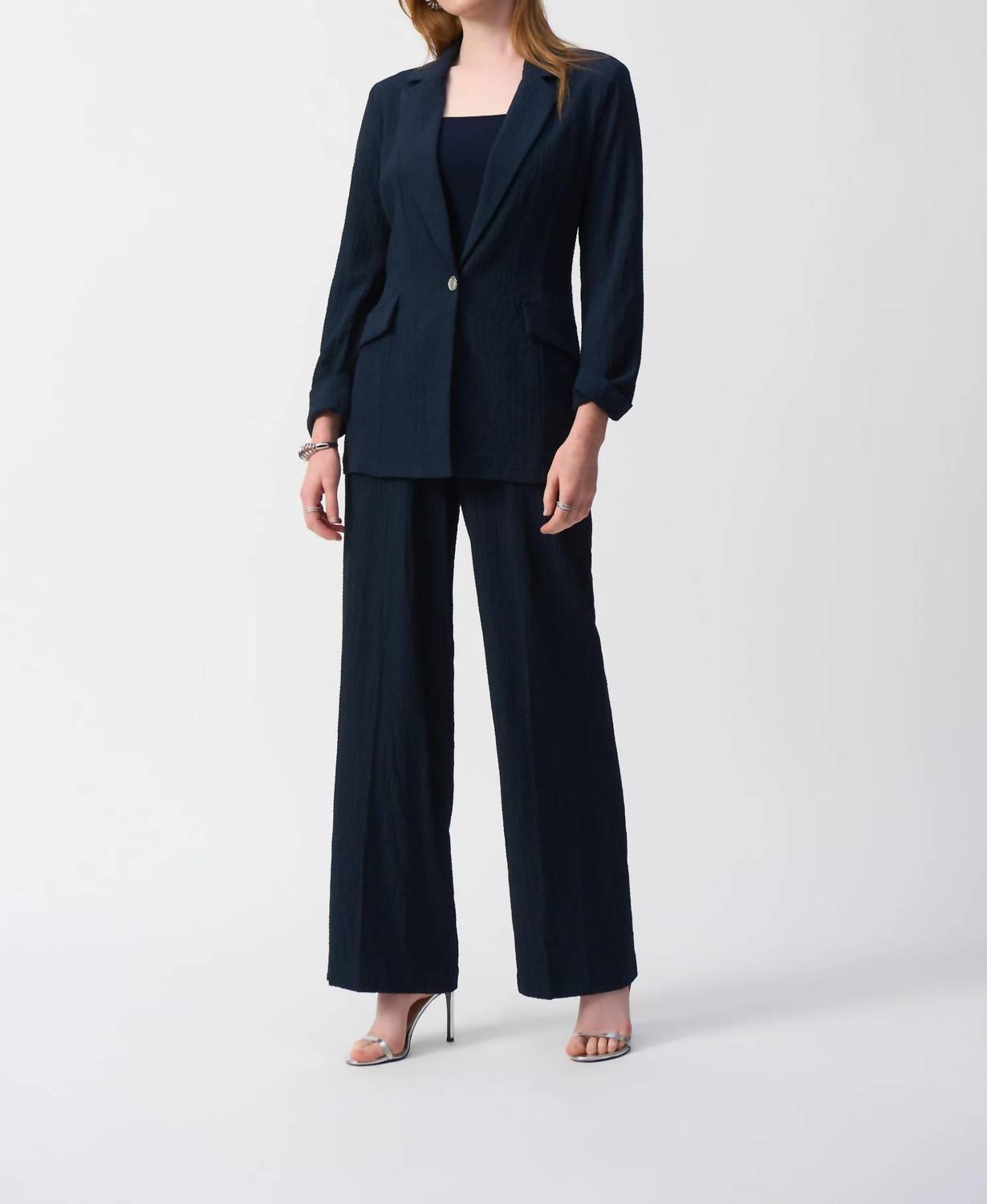 Joseph Ribkoff - 3/4 Sleeve Seersucker Blazer Jacket