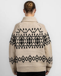 White + Warren Merino Fair Isle Jacket in ivory combo - women's jacket - detail view
