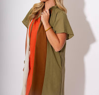 Thml - Color Block Stripes With Tie Midi Dress