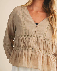 Mustard Seed - V RUFFLE NECK BLOUSE