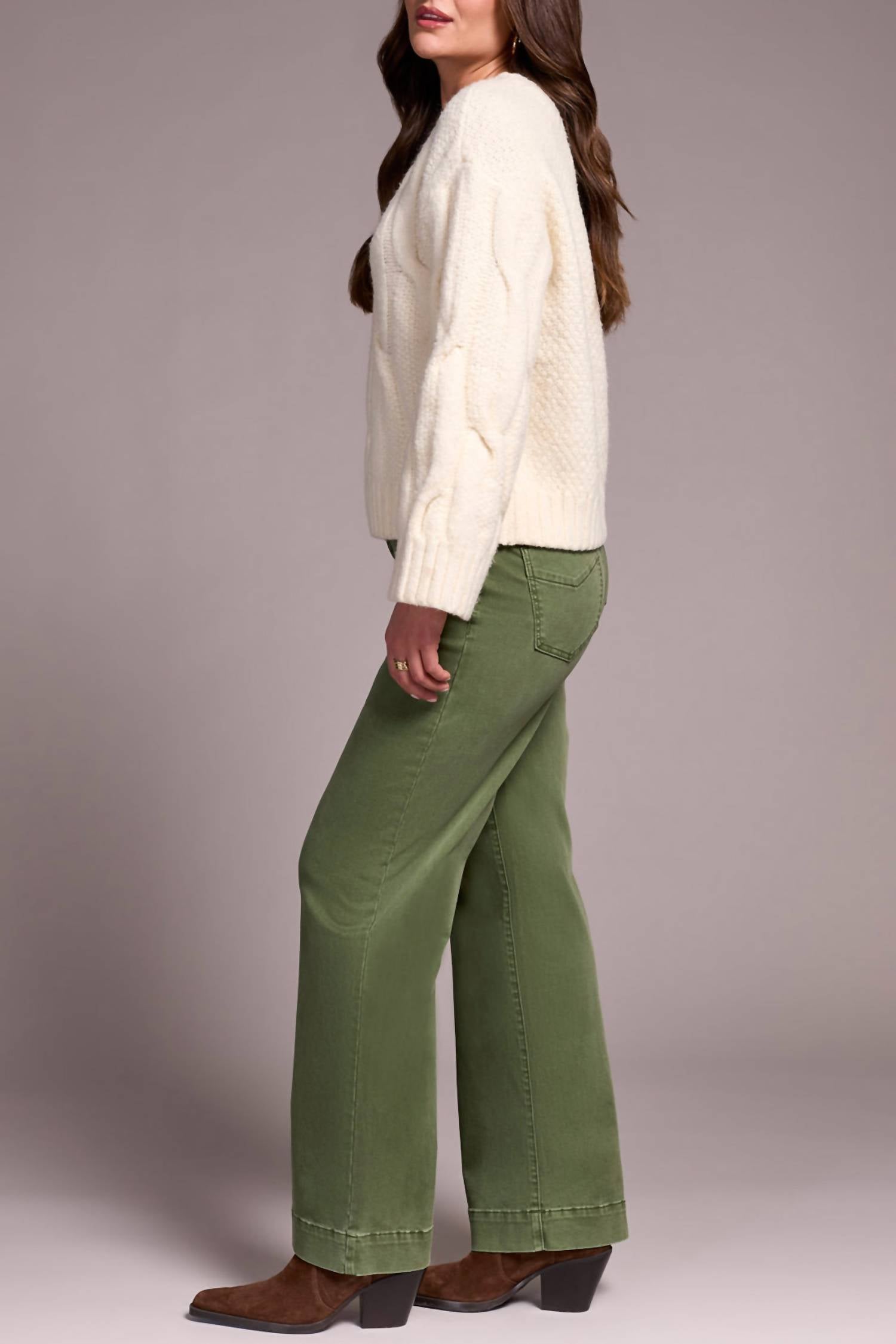 Tribal - Crew Neck Loose Fit Cable Sweater