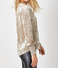 Mystree - Prosecco Smocked Velvet Blouse