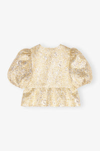Ganni - Metallic Peplum Tie String Blouse