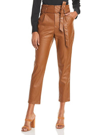 Lucy Paris - Women's Faux Leather Waist Casual Pants