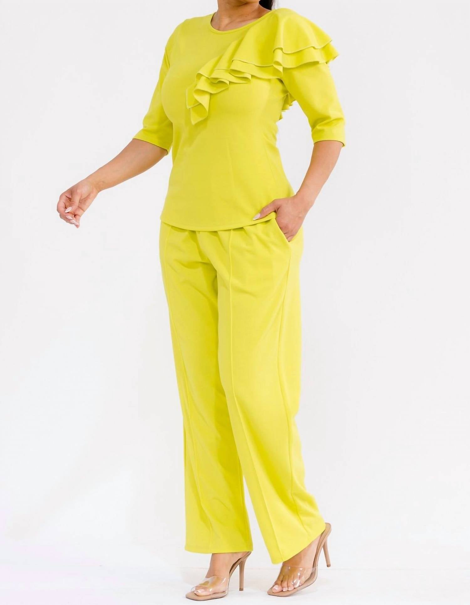 Karen T Design Pull-on Wide Leg Pants in yellow - women's pants - view 5