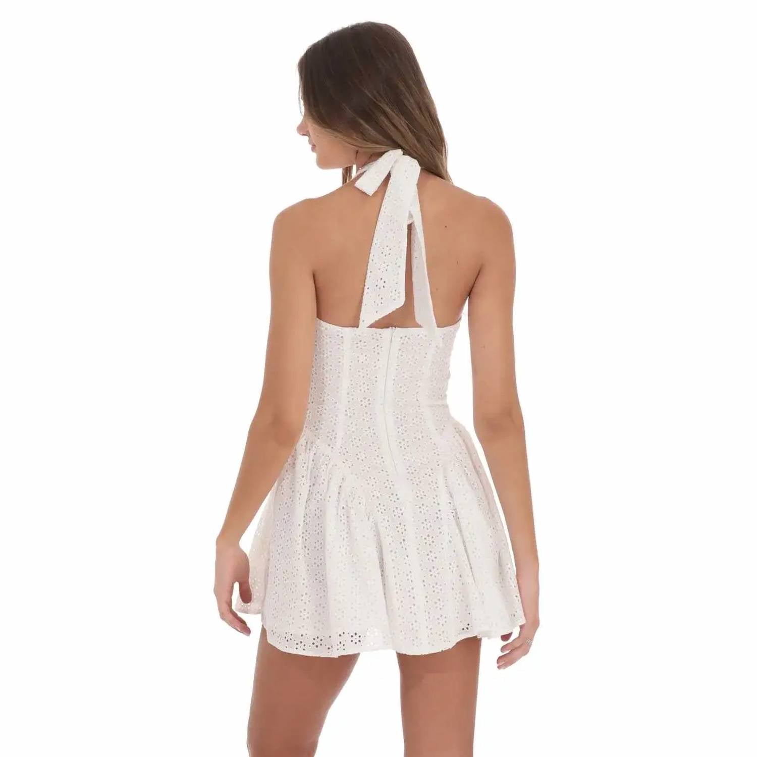 Lucy In The Sky - Florence Eyelet Halter Mini Dress