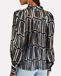 CLAIRETA LAMÉ METALLIC BLOUSE