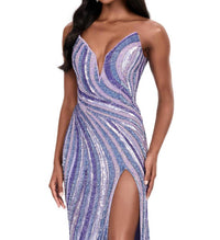 ASHLEYlauren Sweetheart Fitted Swirl Pattern Prom Dress in lilac - women's dress - alternate view