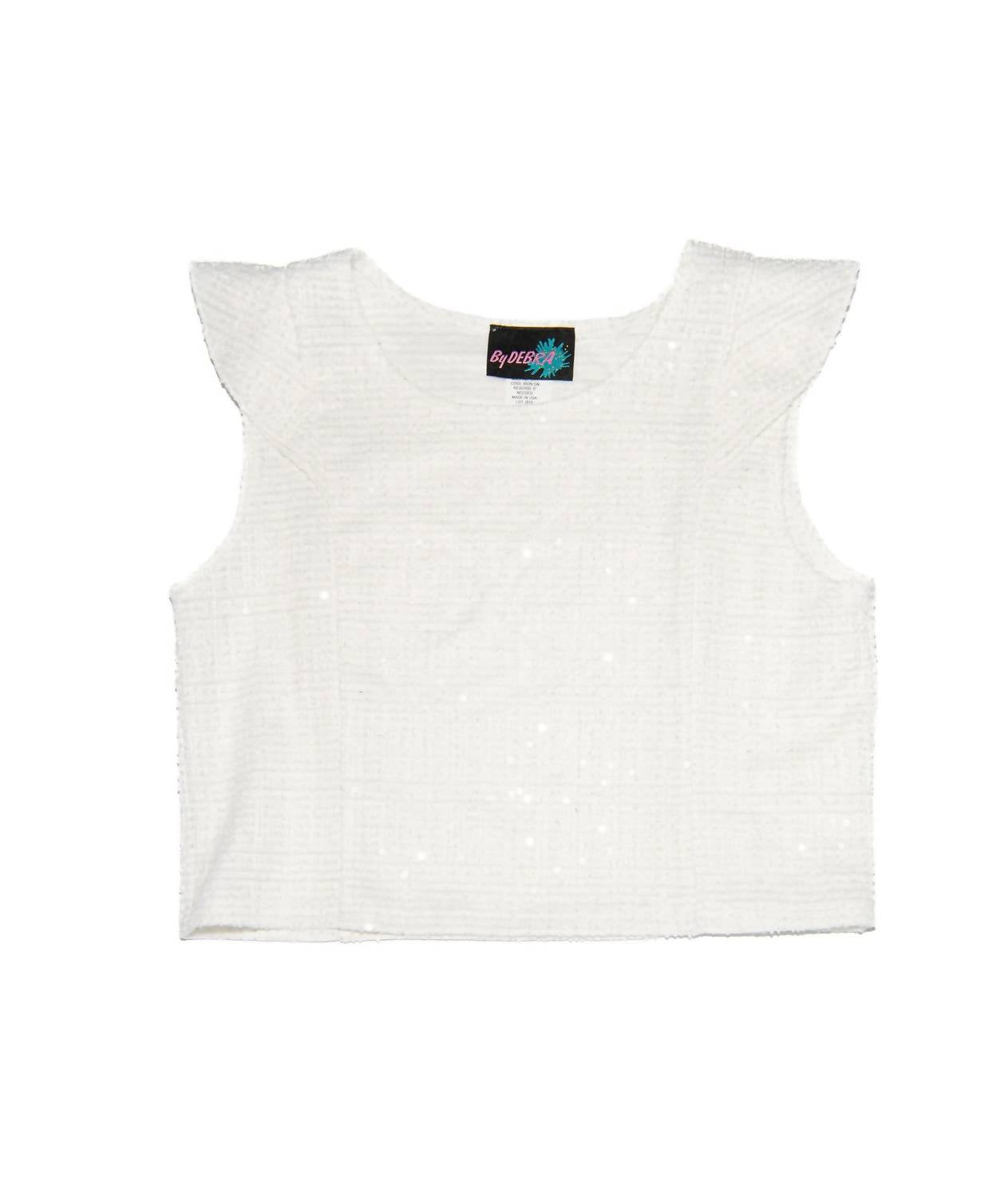 By Debra - Girl's Leah Sequin Flutter Sleeve Top