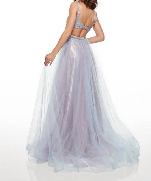 Rachel Allan - Tulle A-line Prom Gown With Ab Stones