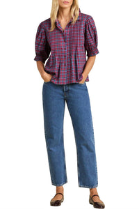 TROVATA Jess Blouse in poppy pine check - women's blouse - detail view