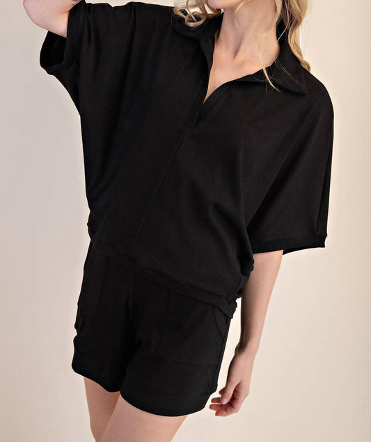 Glam - V-neckline Dropped Shoulder Knit Top