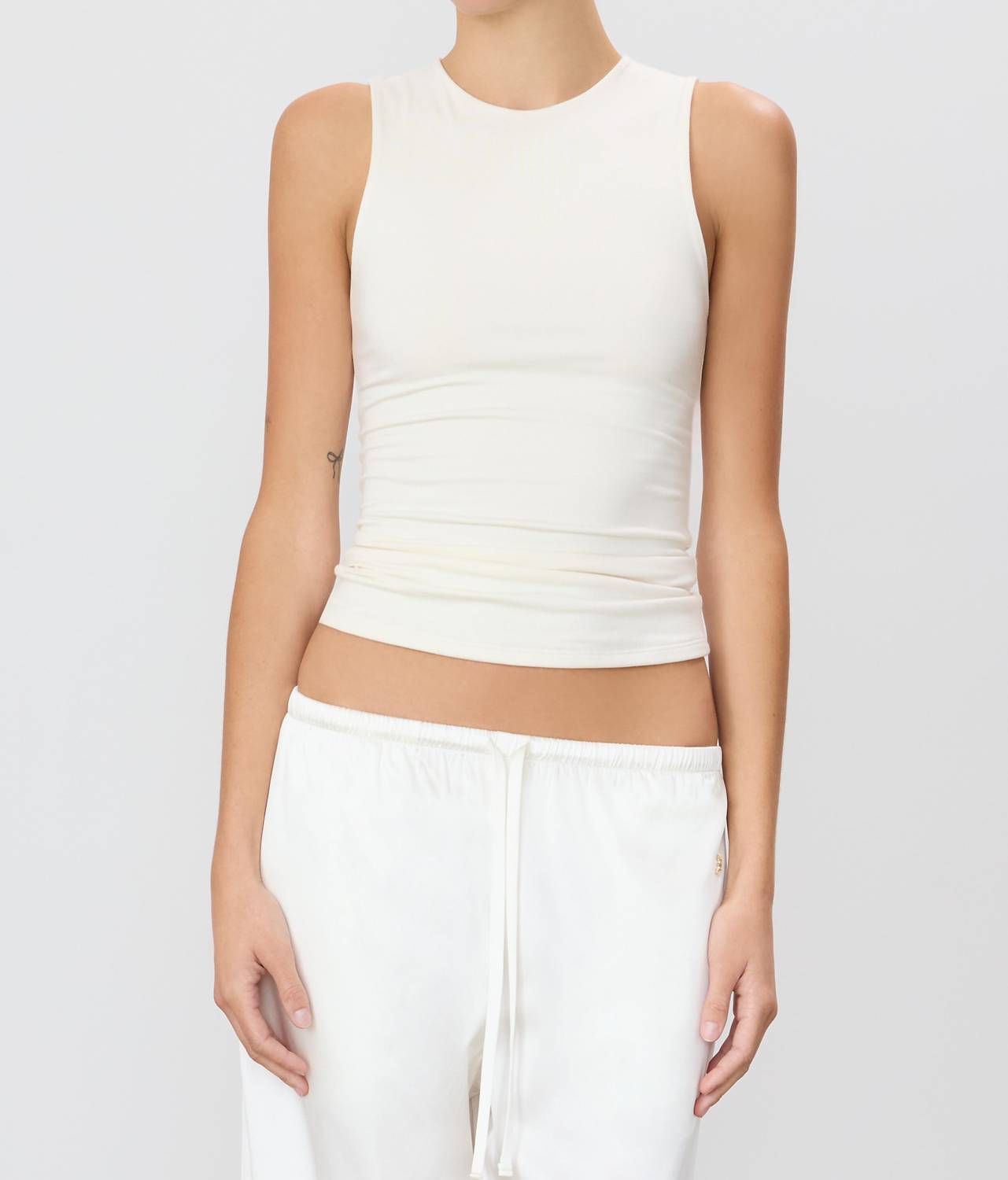 Eterne Sleeveless Crewneck Tank Top in ivory - women's tank top