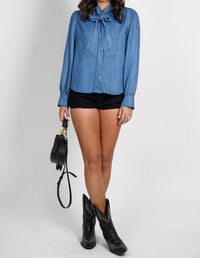 Derek Lam 10 Crosby - Majah Tencel Tie Neck Shirt