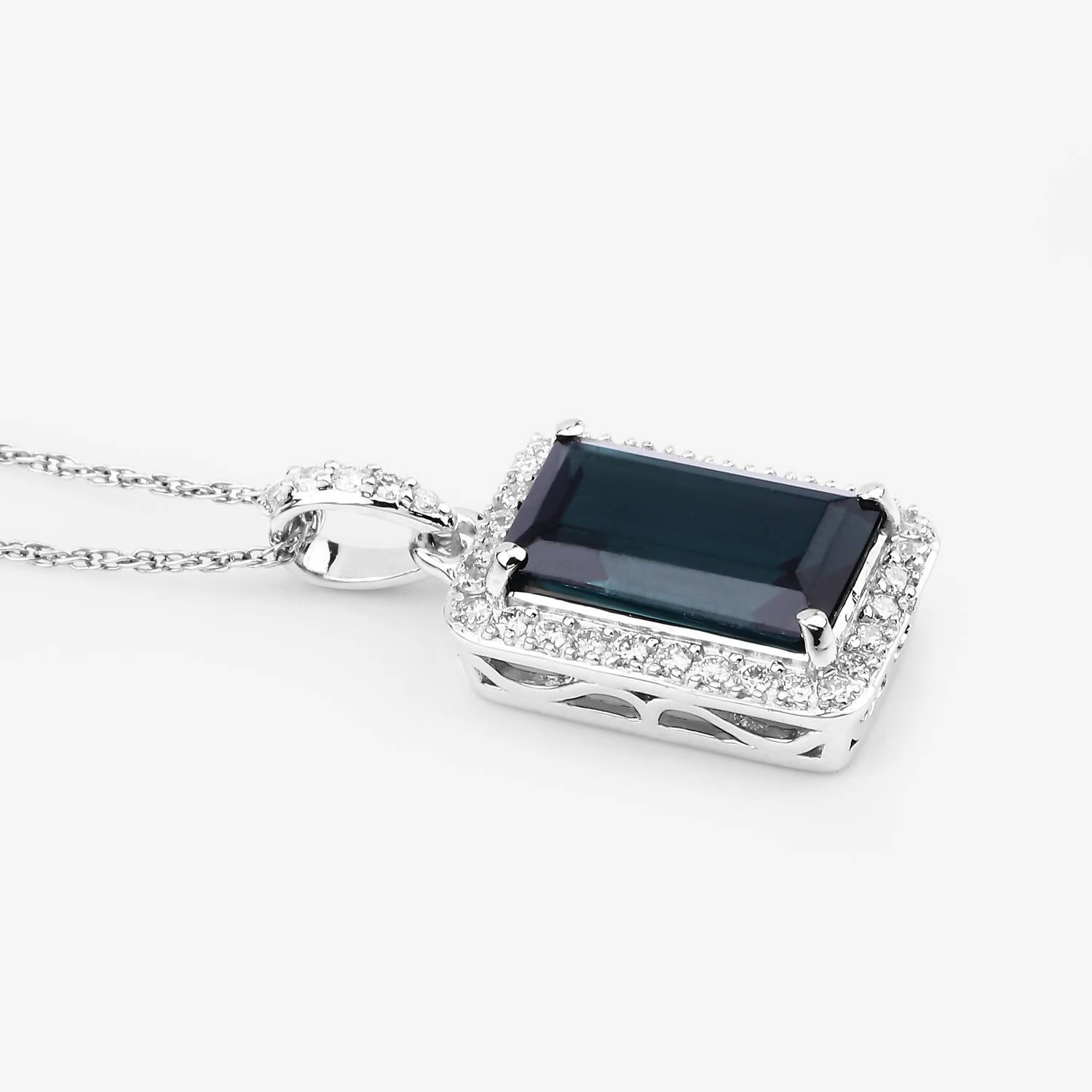 Diana M Jewels Women's Octagon Natural Tourmaline Pendant Necklace (3.55 Ct) - Signature Plus in 14k white gold - women's jewelry - detail view