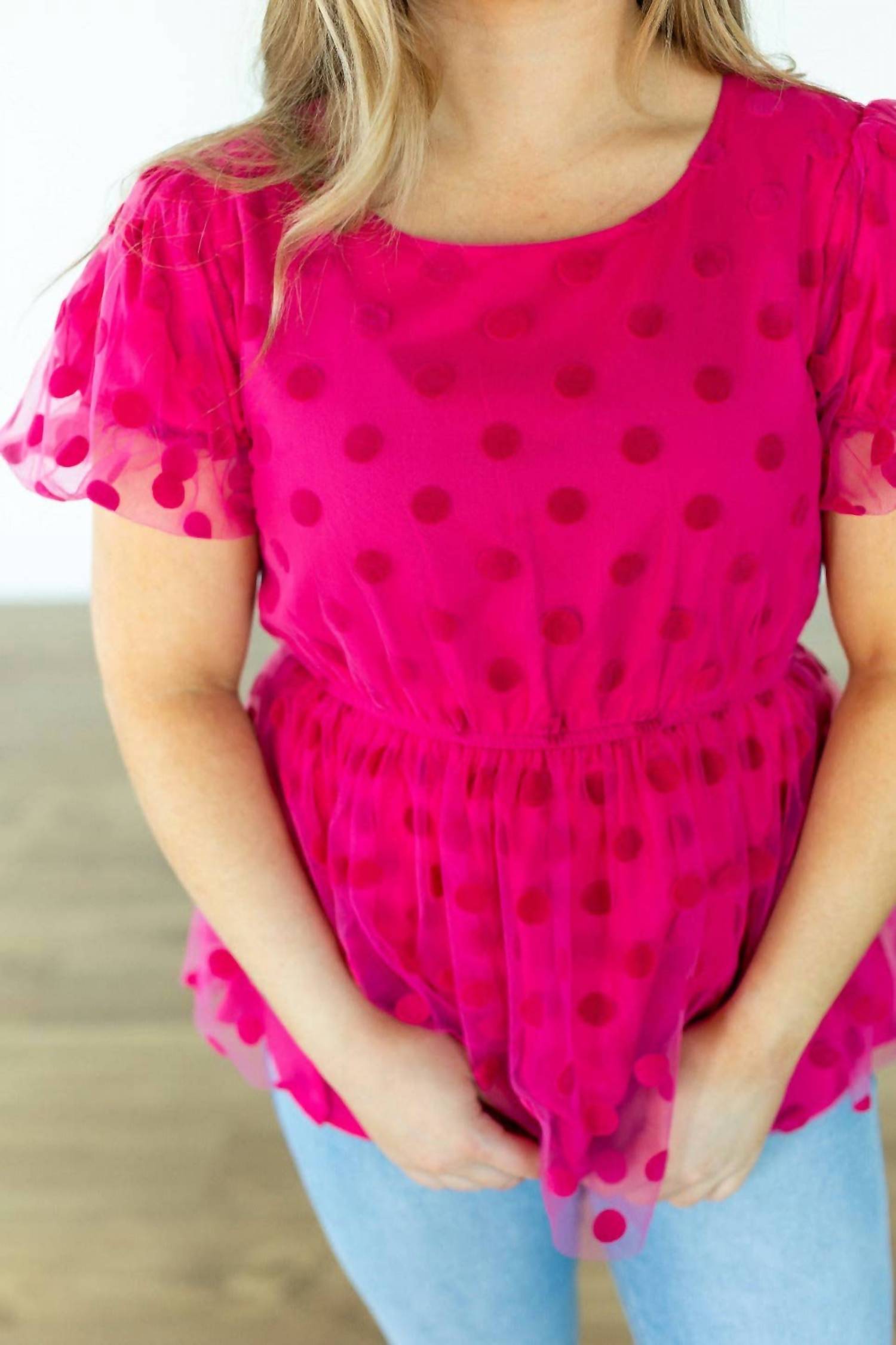 Southern Grace - Polka Dot Peplum Top
