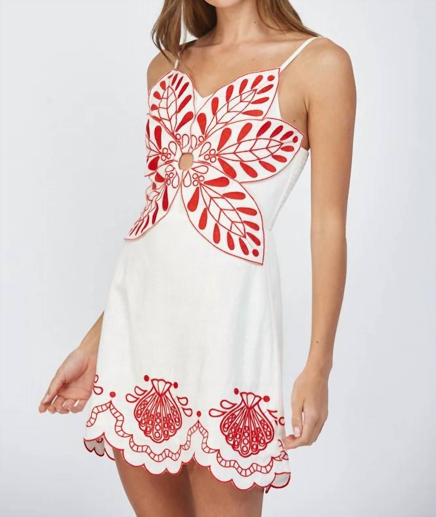 Fate - Coastal Embroidered Scalloped Dress