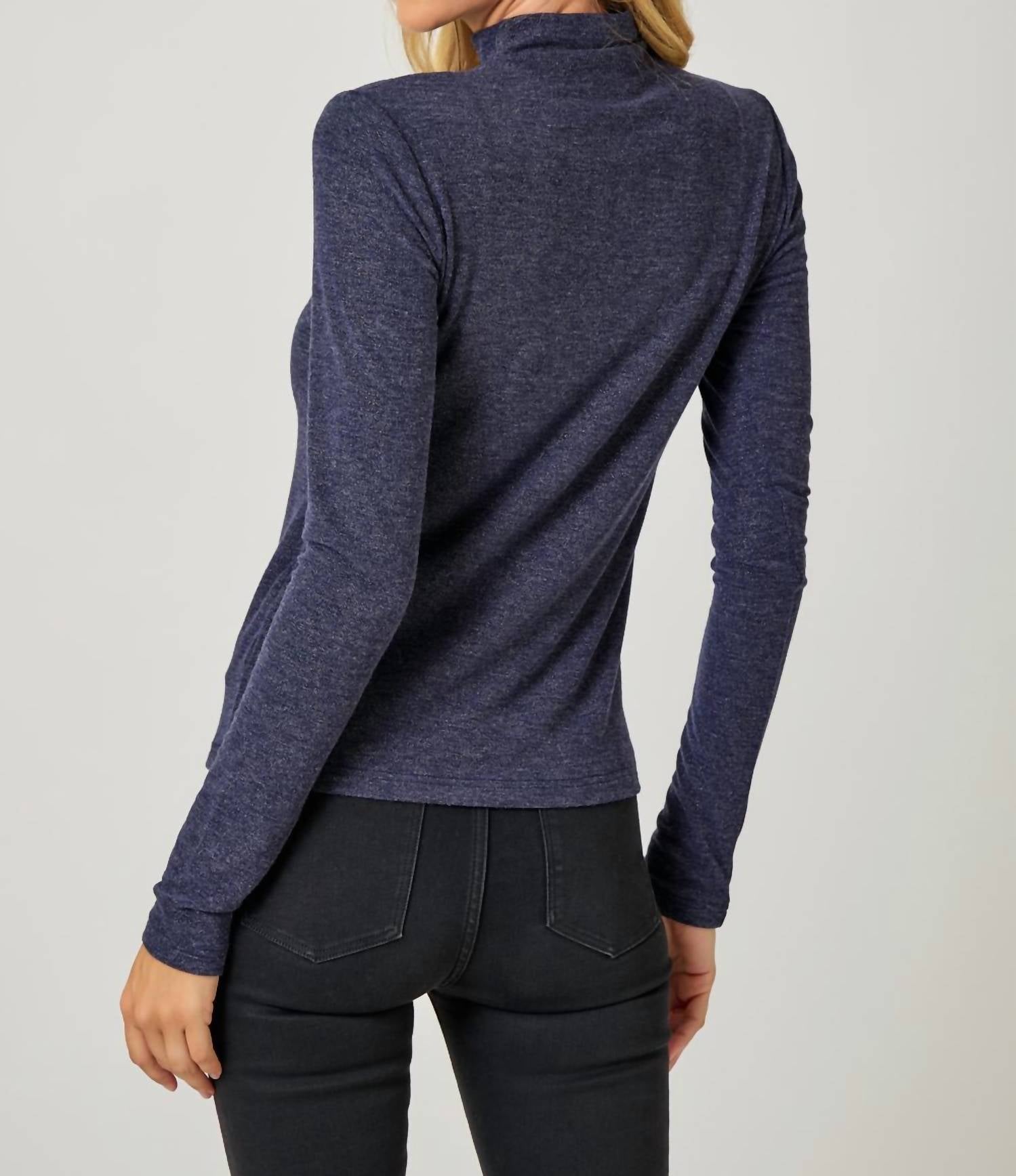 Mystree - Knit Mock Neck Long Sleeve Top