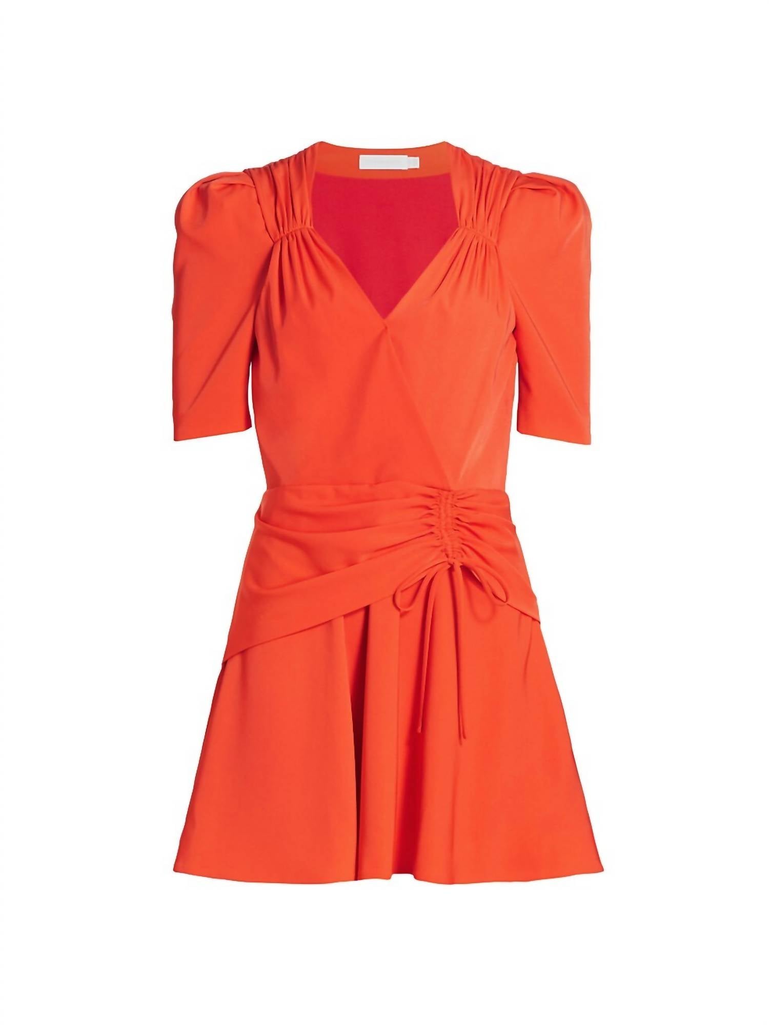 LILIT PUFF-FRONT DRAPED MINI DRESS