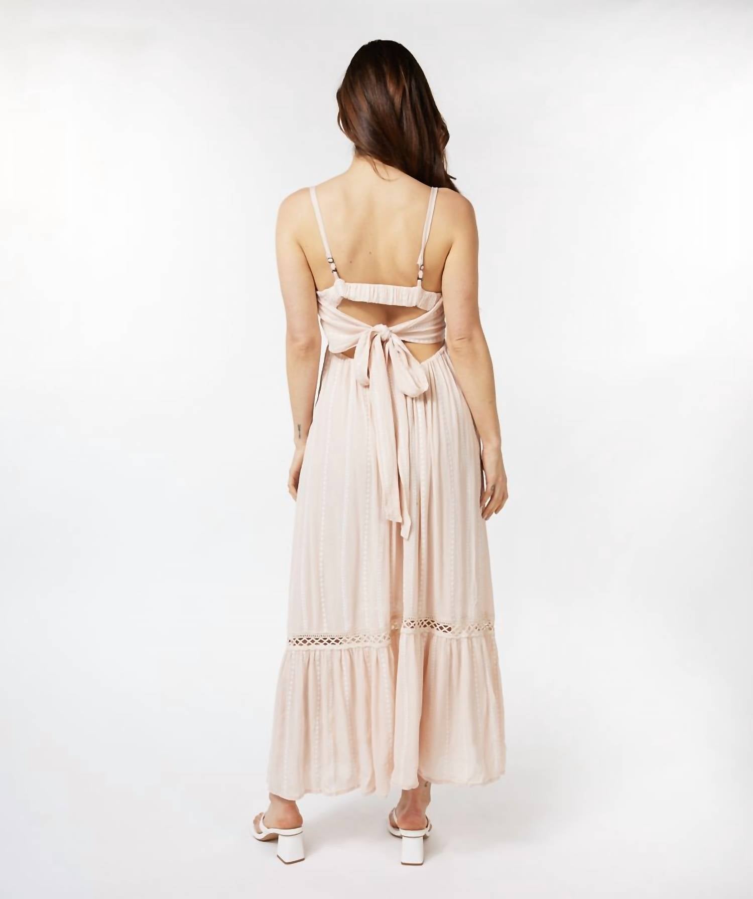 Esqualo - Women's Embroidered Crinkle Maxi Dress