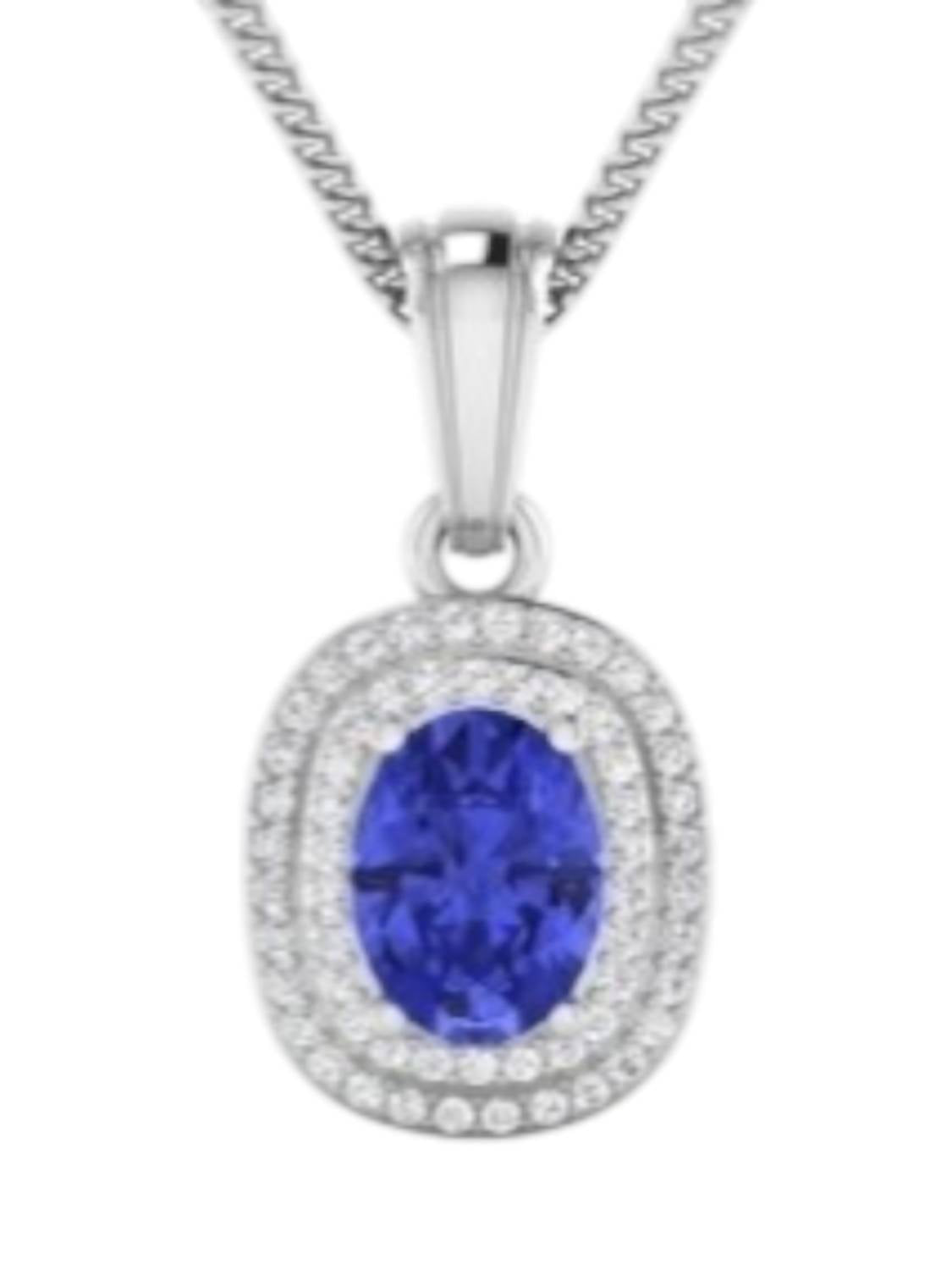 Diana M Jewels Women's Oval Natural Tanzanite Pendant Necklace (1.41 Ct) - Petite in 14k white gold - women's jewelry
