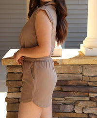Little Daisy Closet - Women's Ribbed Drawstring Romper