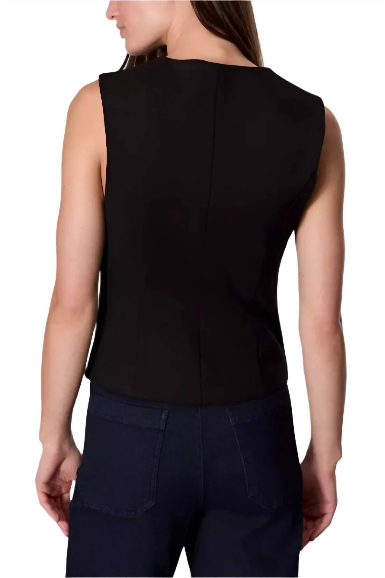Rag & Bone Irina Button Up Vest in black - women's jacket - detail view