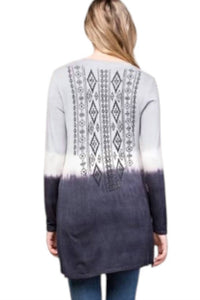 Vocal Apparel - Long Sleeve Top With Print & Stone Accent