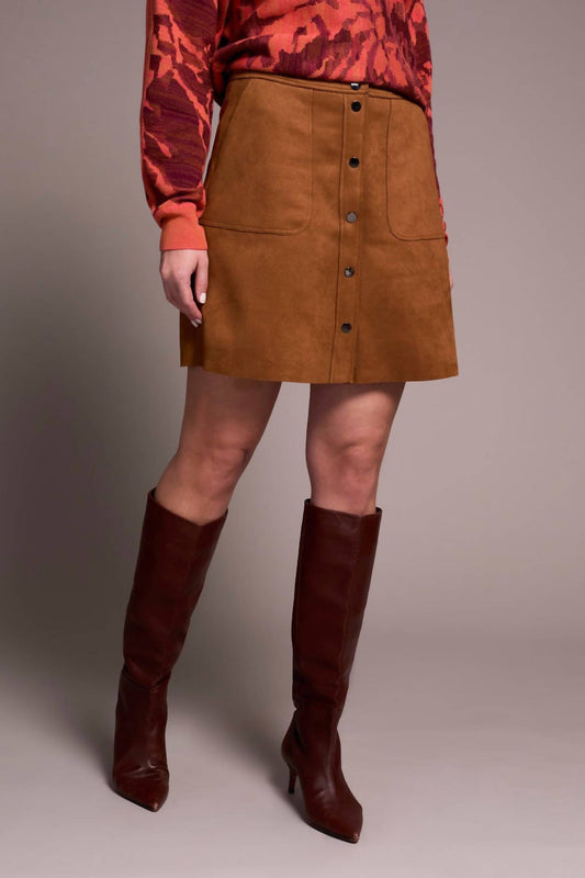 Tribal - Suede A-Line Button Front Skirt