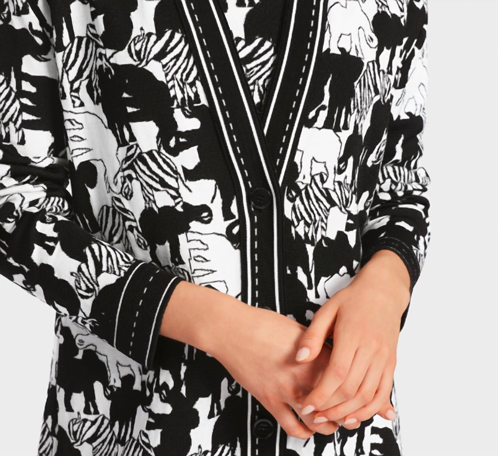 Marc Cain Animal Intense Cardigan in zebra elephant - women's cardigan - view 4