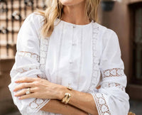 Sail To Sable - Button Front Lace Top