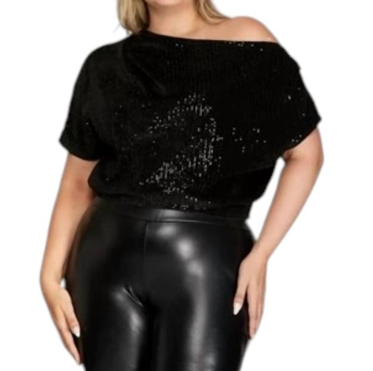 She + Sky - Asymmetrical Sequin Top