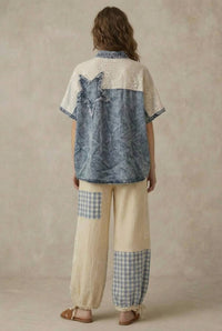 Mello - Mixed Media Denim Star Shirt