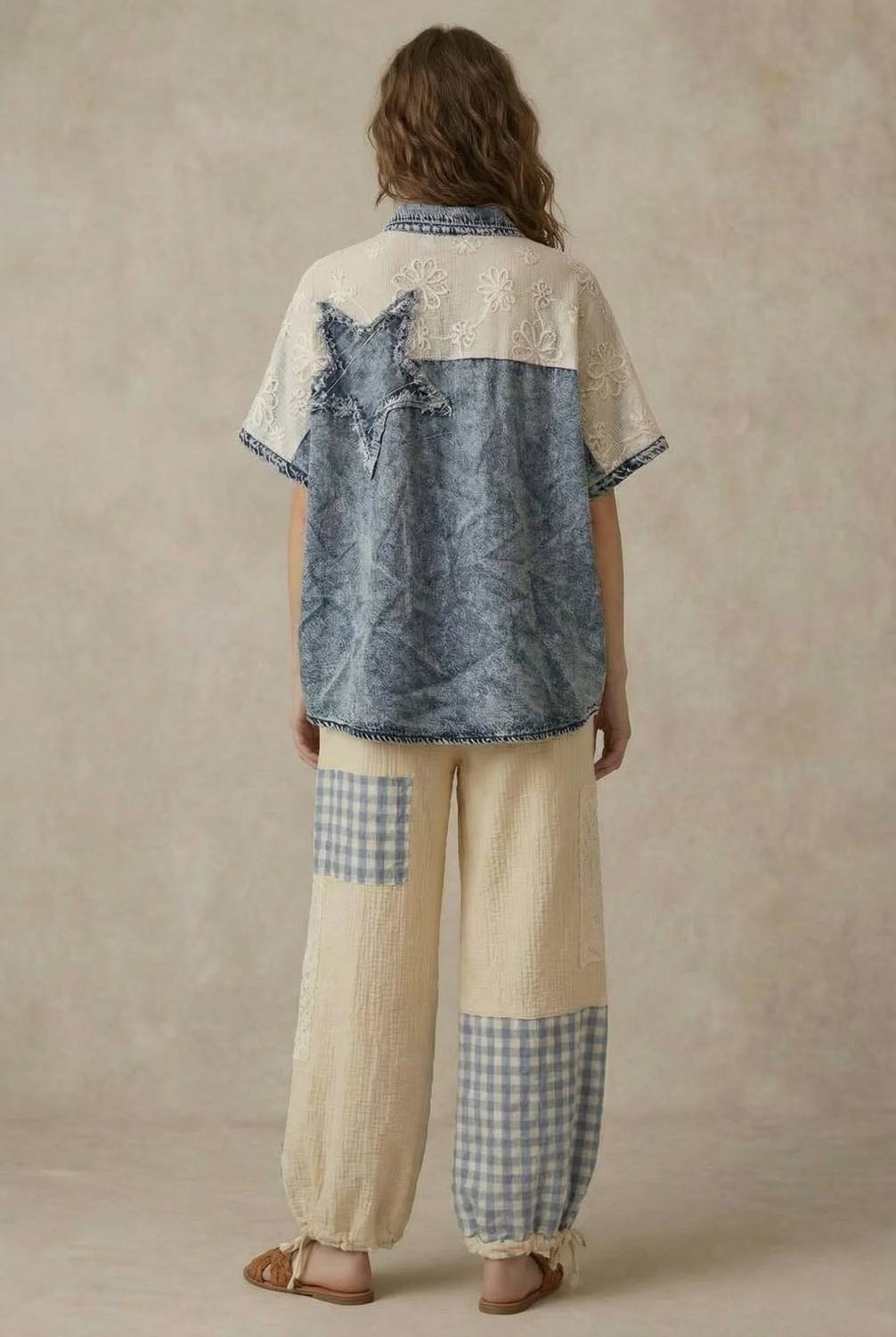Mello - Mixed Media Denim Star Shirt