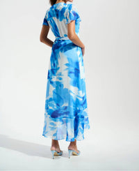 Joseph Ribkoff - Chiffon Print Wrap Dress With Ruffle Detail