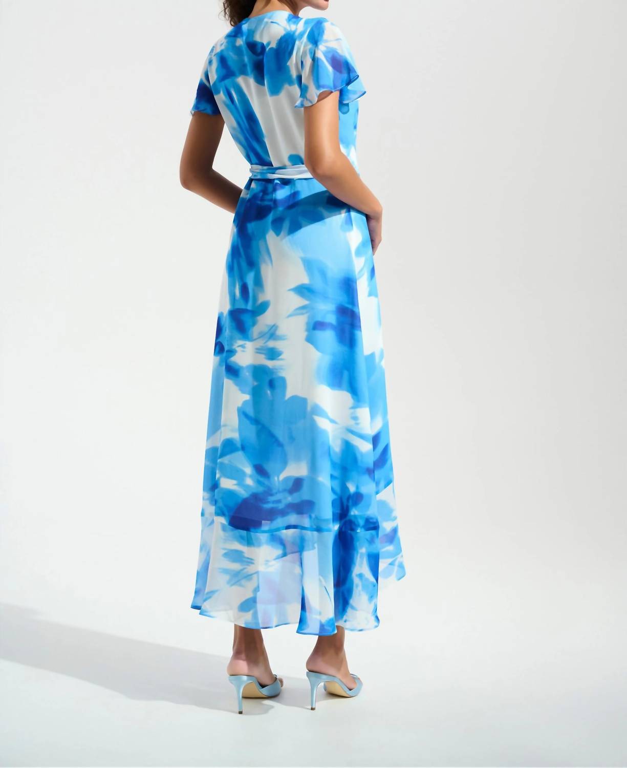Joseph Ribkoff - Chiffon Print Wrap Dress With Ruffle Detail