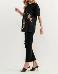 Blue B - Embellished Sequin Tiger T-Shirt