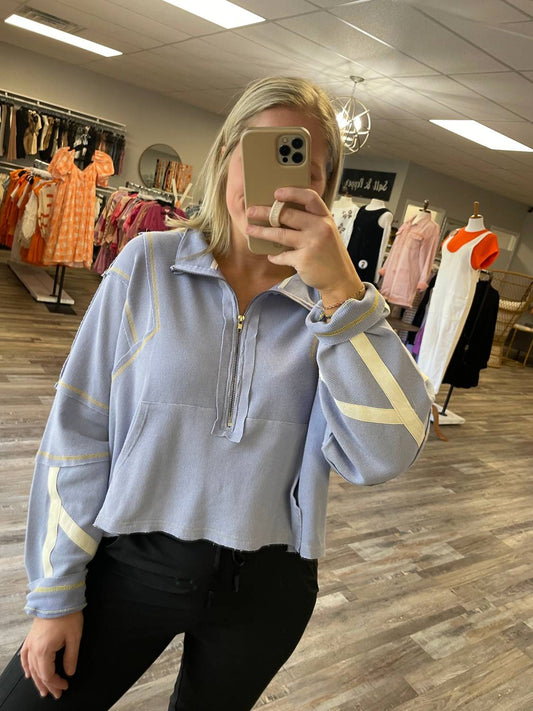 Pol - Quarter Zip Ribbed Pullover