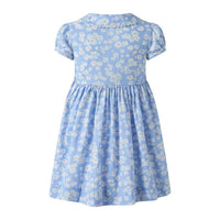 Rachel Riley Girls' Daisy Button Front Dress in blue - kids' dress - alternate view