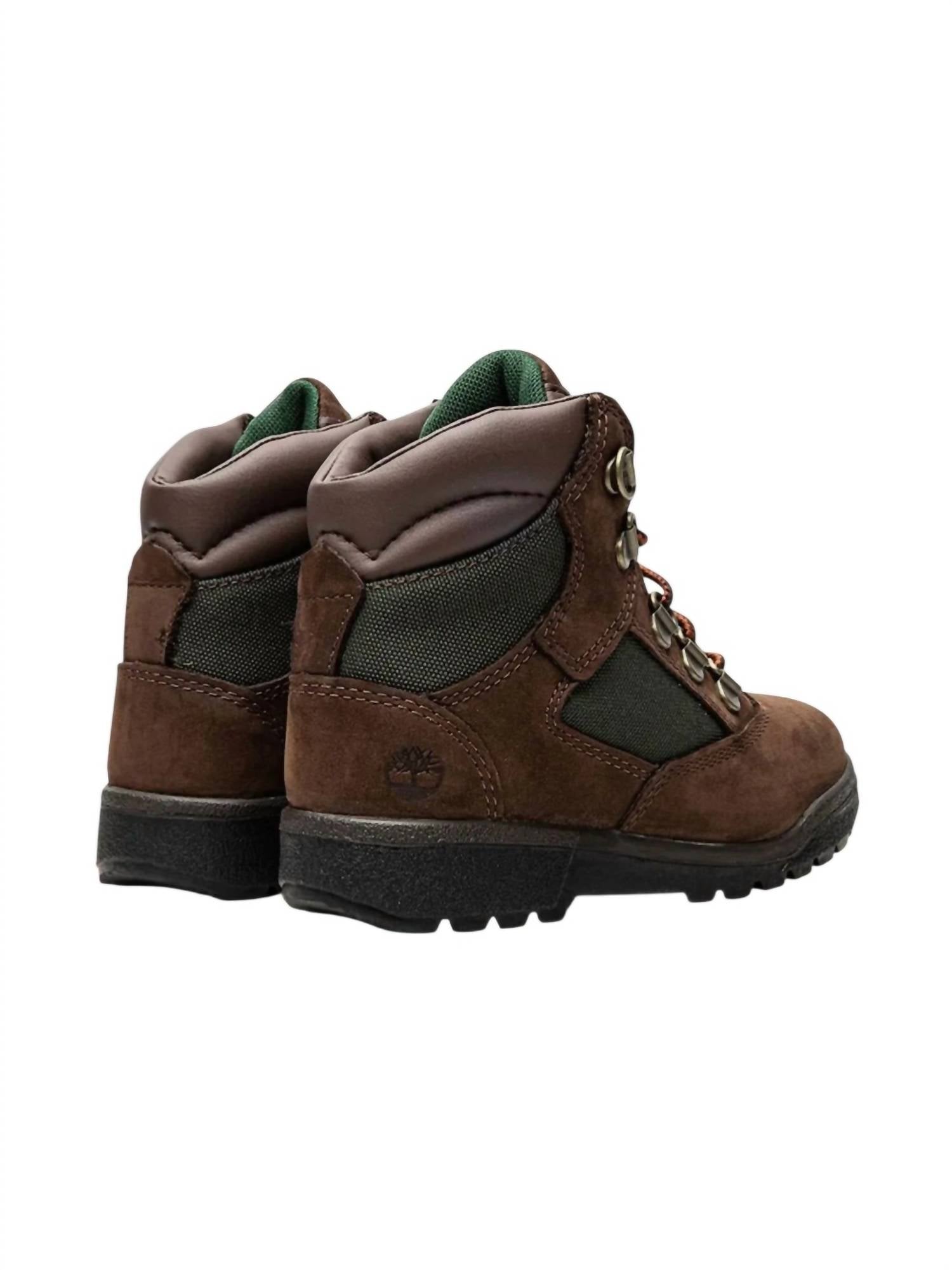 Timberland Boys Field Round Toe Leather Boots in brown black - kids' boots - alternate view