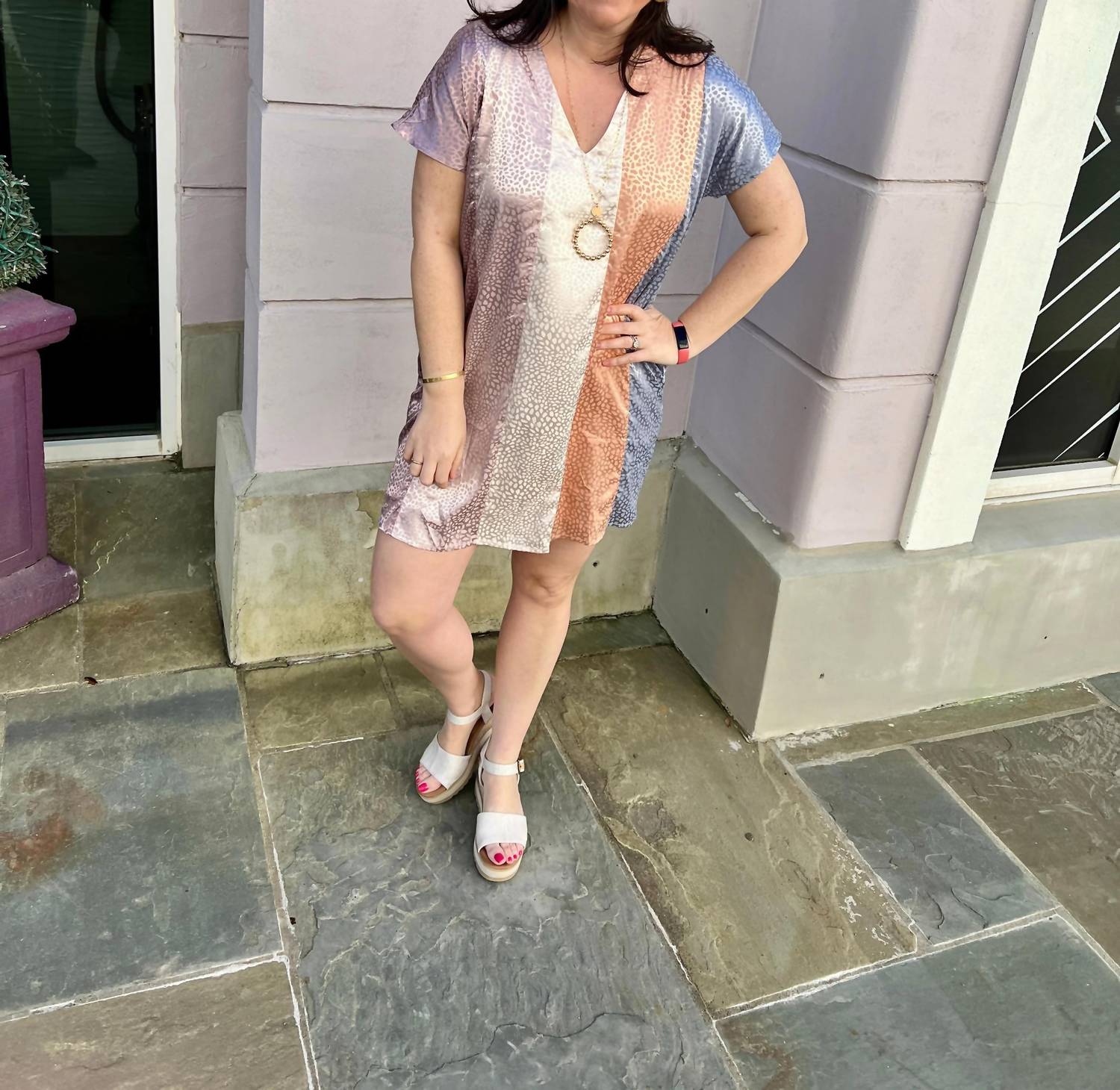 Entro - LEOPARD PRINT VNECK DRESS