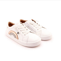 OLDSOLES Kid's 1010 Rainbow Jumpa Casual Sneakers in titanium silver glam chocolate gold - kids' sneaker - detail view