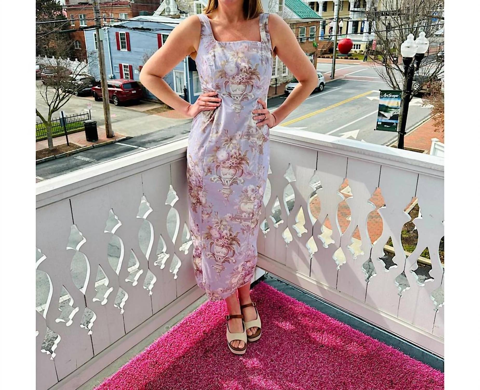 Mable - Steph Floral Printed Sleeveless Midi Dress