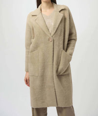 Joseph Ribkoff - Fancee Feather Yarn And Faux Fur Sweater Coat