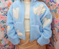 Hot & Delicious - Love Hearts Cozy Sherpa Zip Up Jacket