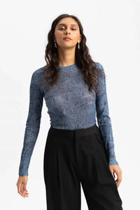 Ganni - Long Sleeve Crewneck Blouse