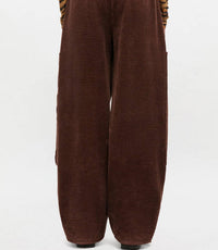 GANNI Seersucker Corduroy Curved Pants in chicorycoffee - women's pants - alternate view